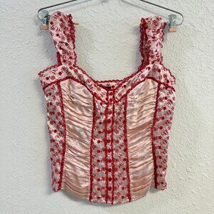 Bebe Pink-Red Floral Top Corset (Size M)